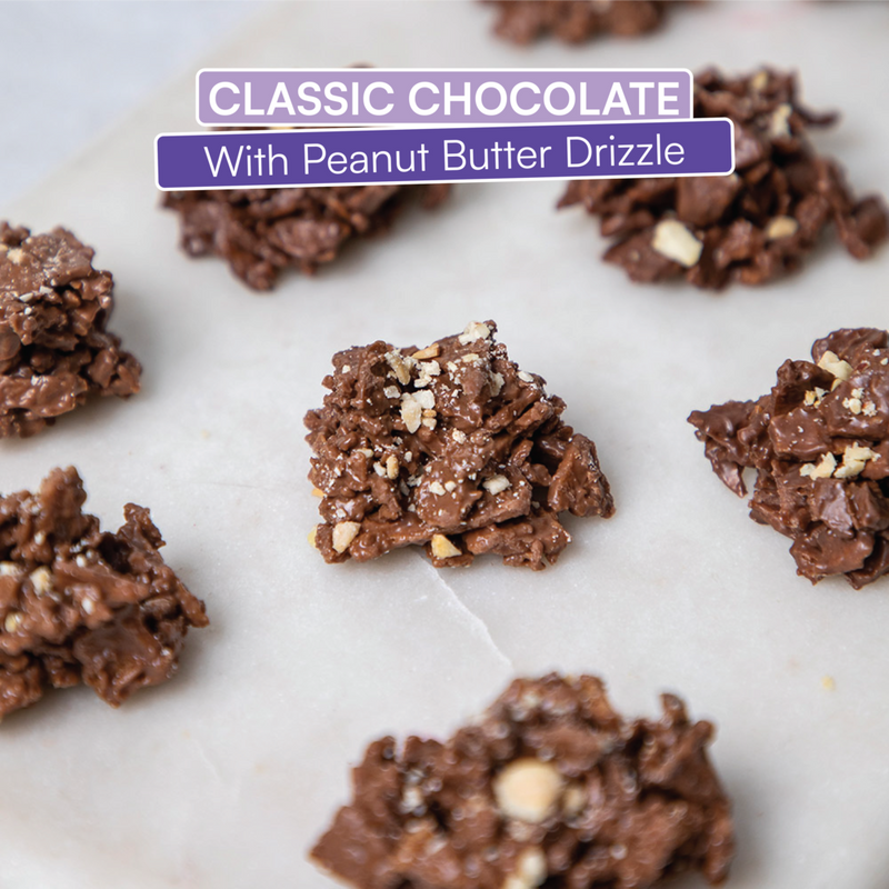 Waffle Clusters - Classic Chocolate with Peanut Butter Drizzle
