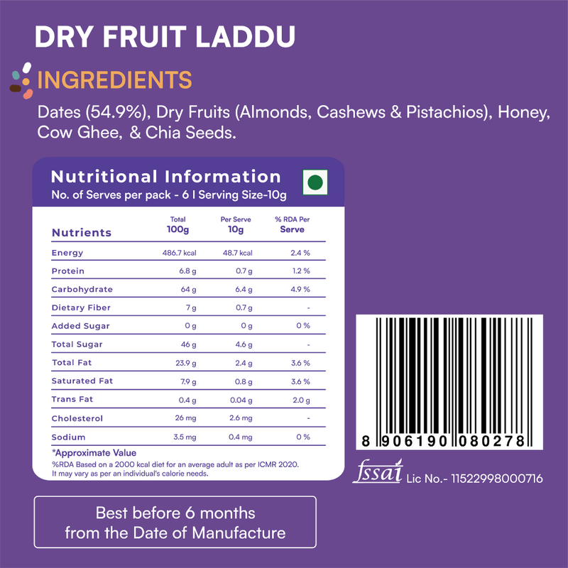 Treasures - Dry Fruit Laddus - Gift Pouch of 6